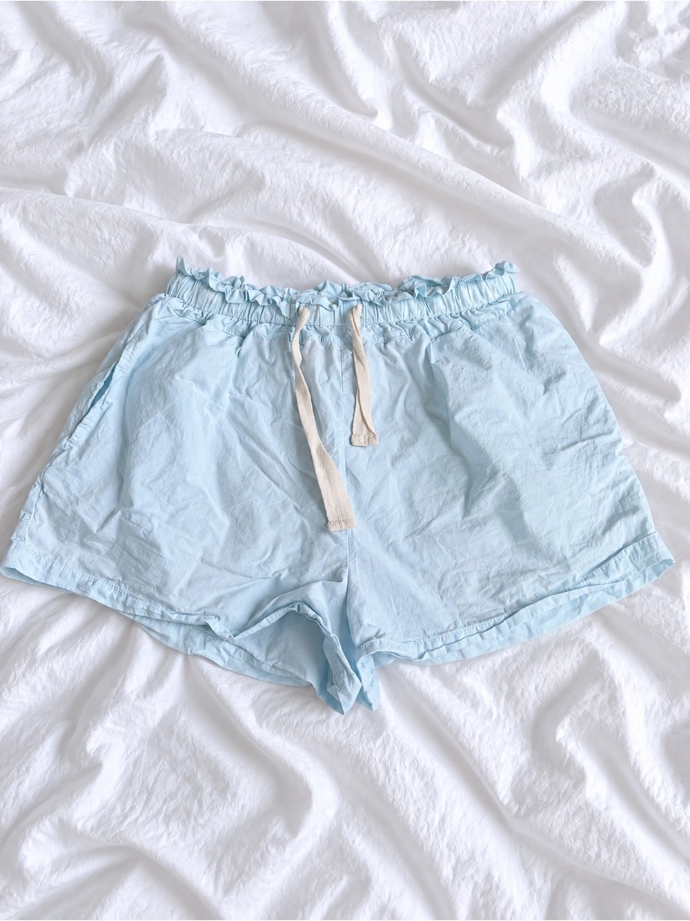 Everyday Light Blue Drawstring Athletic Shorts for Women